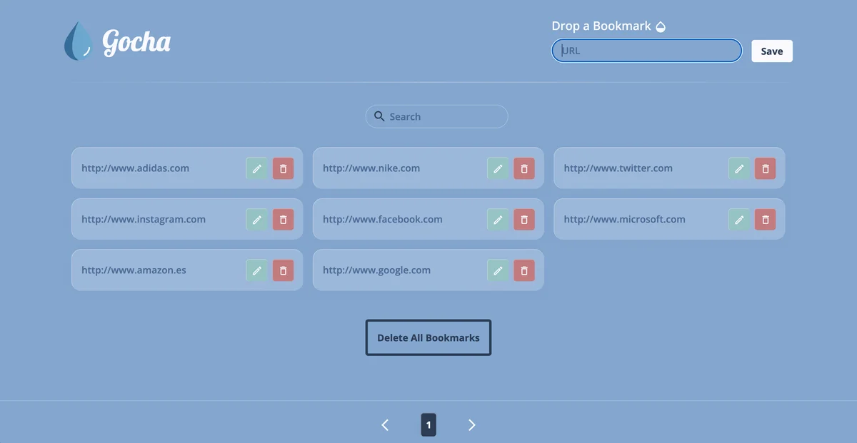 gocha bookmark manager interface