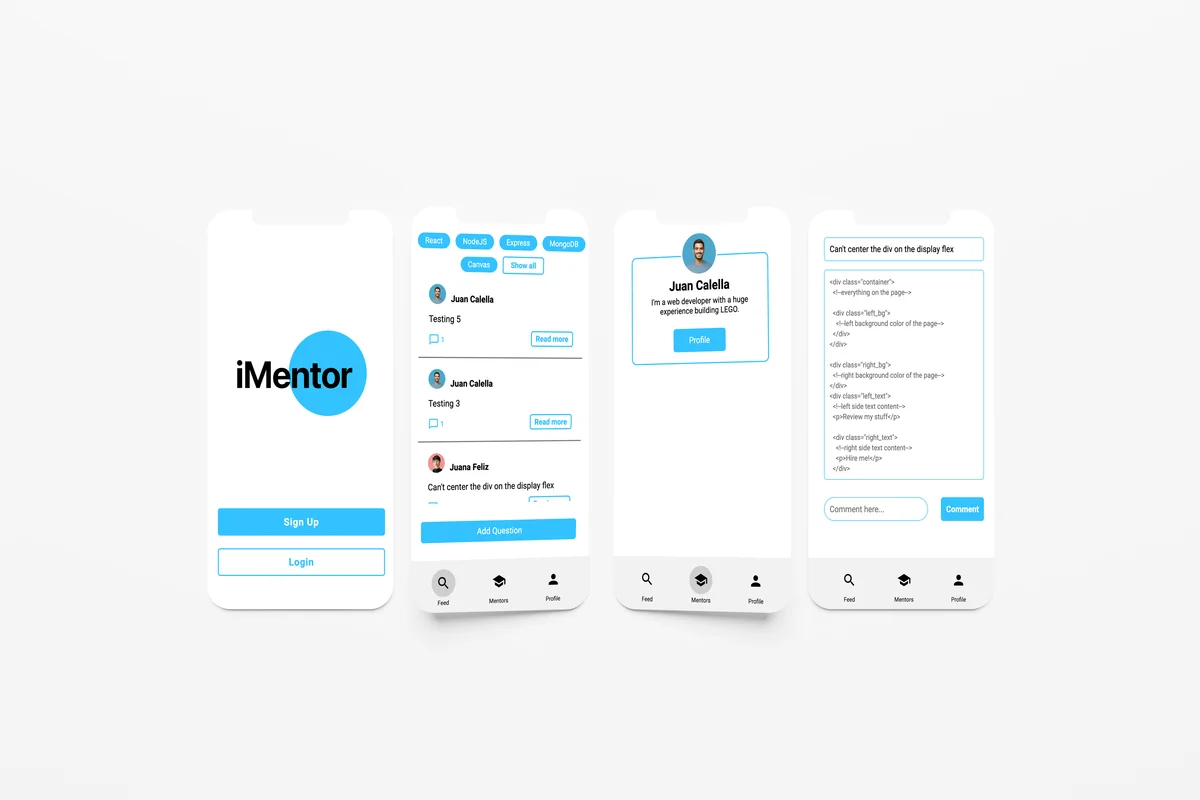 iMentor application mockup